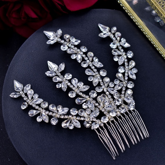 NEW Bride Bridal Sliver Hairpiece Large Headpiece sparkle crystal wedding gift